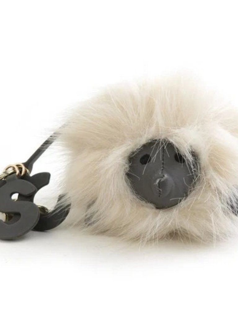 Auth See By Chloe Charm Off White/Grey Fur/Leather Goldtone - 56192
